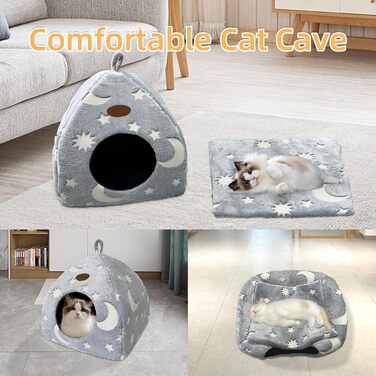 Кішечка-будиночок Mooipet з плюшевим матрацом, сірий, 40x40x35 см