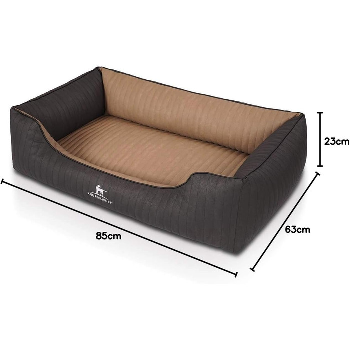 Ортопедичне собаче ліжко Knuffelwuff Outback XXL з лазерного стежчастого штучного шкіряного покриття, 120 x 85 см - Знімний чохол - Легко чистити - для великих, середніх та маленьких собак (Чорний/Капучино)