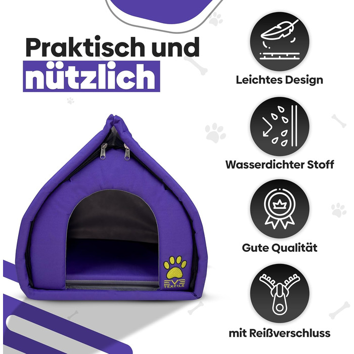 Кішка або собака, Будка EVE Textile Eskimo, 45x45x45 см, Ліла | Будка для тварин, літня, дихаюча, 45x45x45 см