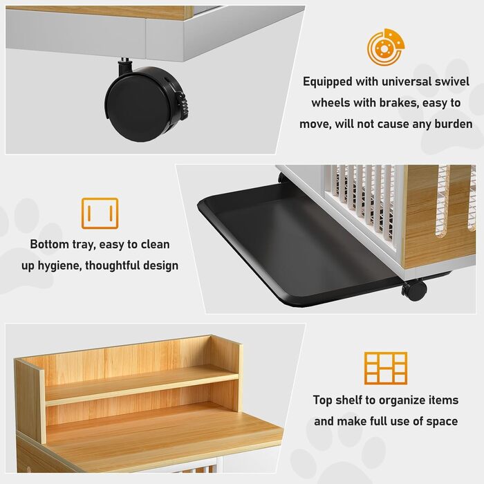 Клітка для собак Ageroul, меблевого стилю, 63,5 см, з висувним піддоном та роликами