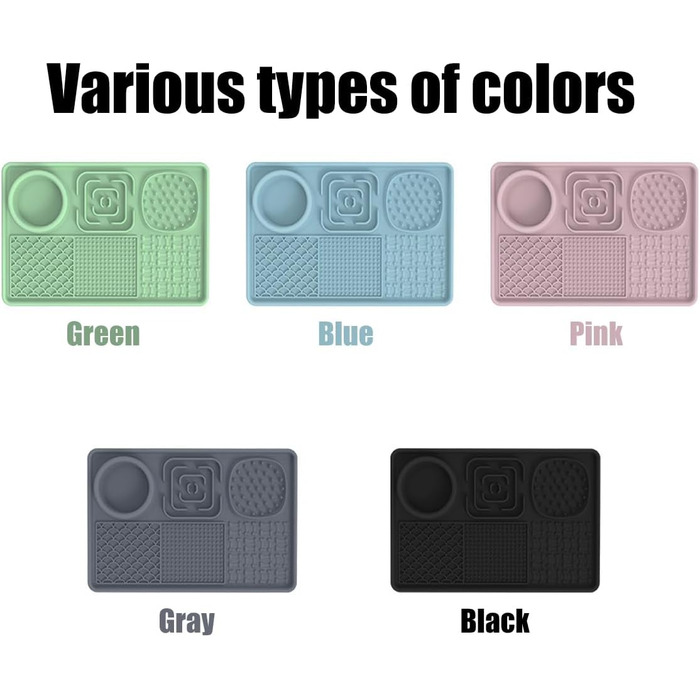 Лежанка-заспокійник для собак Bibykivn Schleckmatte з присосками (зелений+сірий, прямокутна)