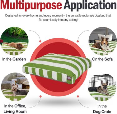 Велике лежак для собак Majestic Pet прямокутний, XL, 127x107x13 см, салатовий, знімний, зручний, неслизький, для дому