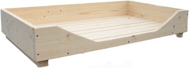 Дерев'яне ліжко для собак Dekorie - 60-110 x 40-60 см - для малих, середніх та великих собак, кошик/софа для собак/кіт, масив дерева, колір натуральний