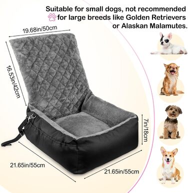 Автокрісло для собак SIVEIS – зручне ліжко з кишенею, чорне