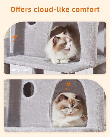 Taoqimiao 158 см Котячий комплекс для великих котів, багаторівнева плюшева будка з 5 дряпками, 2 м'якими лежаками, домиком, гамаком, 2 іграшками-помпонами та дряпкою, для домашніх котів, рожевий MS030P