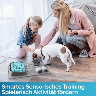 Килимок-іграшка для собак - міцний матеріал, 5 елементів для тренування, 3 рівні складності, інтелектуальна іграшка для собак будь-якого розміру (Блакитний)