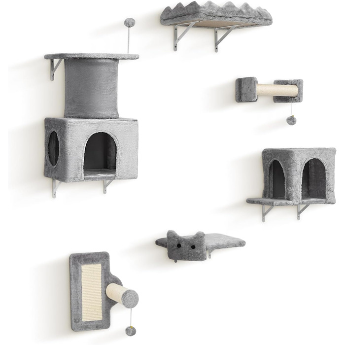 Комплекс для котів BYBYME з гамаком, ліжком та когтеточками, 6 предметів, сірий
