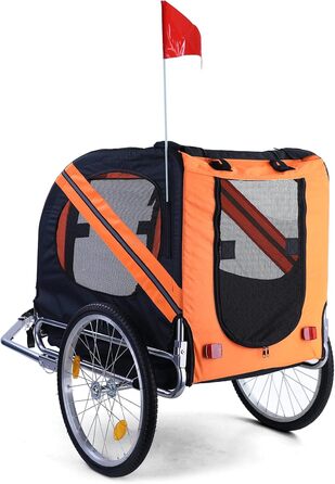 Причіп для велосипеда для собак, складний, до 40 кг, помаранчево-чорний