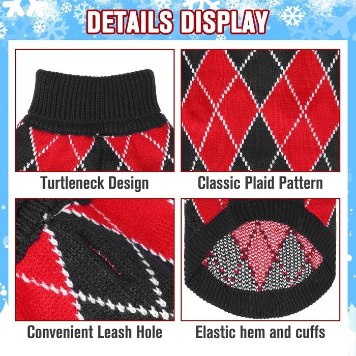 KOOLTAIL Теплий зимовий светр-гетр для собак середніх та великих порід, теплий зимовий одяг для тварин, червоний та зелений колір