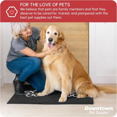 Килимок для собак My Doggy Place з мікрофібри для брудних лап, 91,4 x 66 см, антрацит з відбитком лапи, швидковисихаючий, з антиковзким покриттям, придатний для прання та сушки, розмір 91 x 66 x 3 см