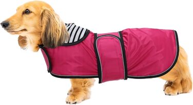 Дощовик для собак Geyecete, рожевий, розмір M (довжина спини 42-45 см), регульований, з відбиваючими елементами