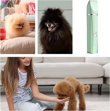 Професійна машинка для стрижки собак, бездротова, акумуляторна, для малих порід, тиха, для котів, вух, обличчя та задньої частини тіла, білий (зелений)