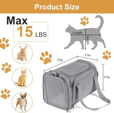 Складана переносна сумка-бокс для собак та котів VSSHE, 15 кг, сіра