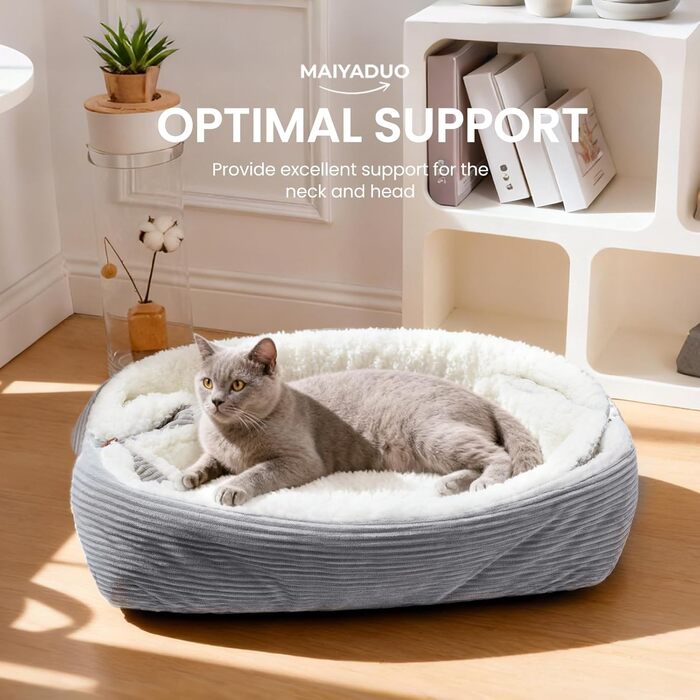 М'яке ліжко для котів, 60x45 см, плюшеве, для маленьких собак та котів, 2-в-1, ліжко-подушка, ковдра, ліжко-гніздо, L:91x71 см