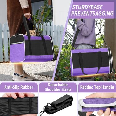 Транспортна сумка GAPZER для собак та котів, м'яка, для чихуахуа та мейн-куна, переноска для тварин, вантажопідйомність до 11,3 кг, верхня завантаження, коричнева (фіолетова)