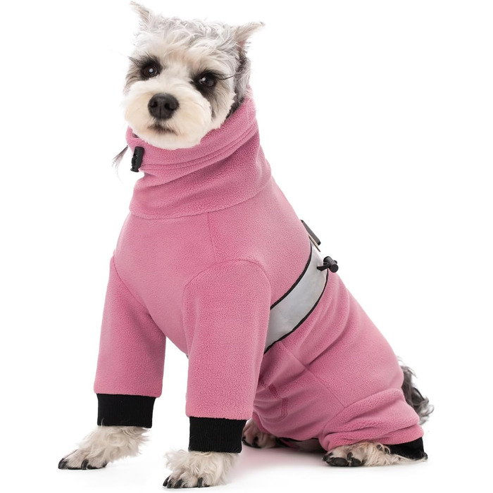 Теплий зимовий комбінезон для собак, флісова куртка-комбінезон з D-початком, для маленьких собак, світло-коричневий, L (Персиковий рожевий, S)