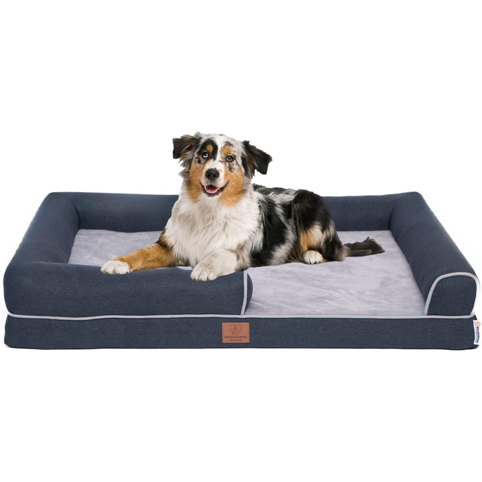 Ортопедичне лежанка для собак Преміум з піною Memory Foam, лежанка-софа для собак, м'яке собаче ліжко, знімний та пральний чохол, 71 x 60 x 16 см, світло-сірий (XL)