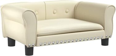 Диван для собак, м'яке ліжко для домашніх тварин, диванчик для собак, ліжко для цуценят, диван для домашніх тварин, будиночок для собак, для великих та середніх собак, сучасний та елегантний дизайн (70x45x30 см, кремовий)