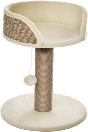 Кігтеточка PawHut для котів 49 см: кігтечопляльний комплекс з іграшкою, сизалеві стовпи, платформа, для маленьких котів (колір кавовий)