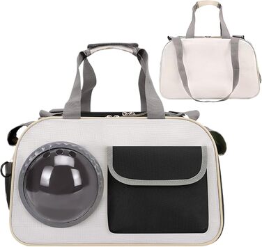 Транспортна сумка для кота Transportbox Katze - складана переноска для кота з вікном, дихаюча сумка-переноска для собак, котів, для подорожей літаком, кемпінгу, мотоцикла, авто (чорна)