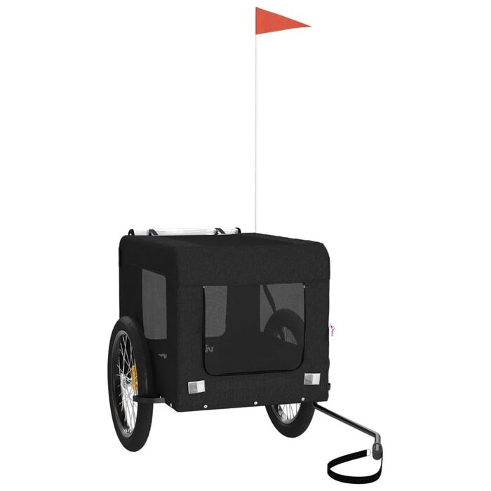 Фаркоп для собак середніх порід - велосипедний причіп для тварин, чорний, з оксфордської тканини та металу