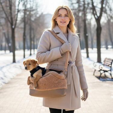 Водонепроникна переноска для кота на зиму | З безпечним кріпленням на плече | Для маленьких та середніх порід | Колір: коричневий