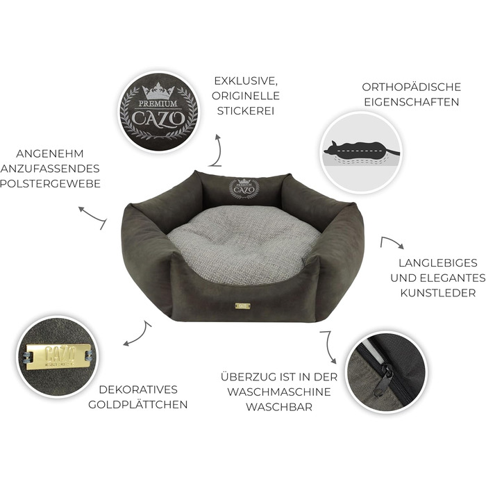CAZO Преміум ліжко для собак та котів з пуховою наповнювачем, сіре, діаметр 70 см, розмір M, LPMG0204/A