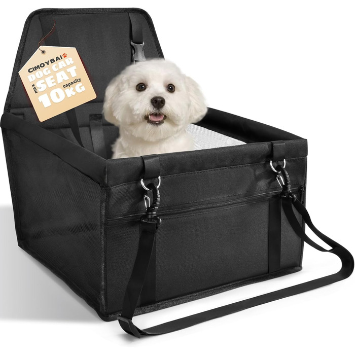 Автомобільний сидіння для собак - чорний, з Oxford тканини, дихаючий, знімне, для собак маленьких та середніх порід