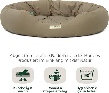 Екологічне кругле ліжко-донат для собак HOUND & NATURE St. Moritz, дуже велике, м'яке, пране, 122x115 см, тауп