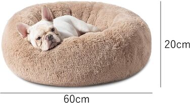 Кругла м'яка лежанка для тварин 60 см - ідеальна для собак та котів. Лежанка-бублик, хакі.