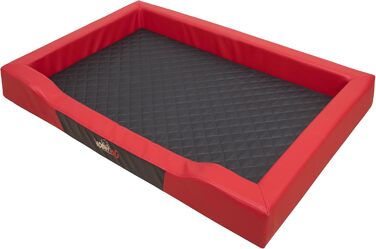 Ліжко для собак - Корзина для собак маленьких, середніх та великих порід - М'яке ліжко для собак з штучної шкіри - Знімний та пральний чохол - Deluxe - Розмір M - Червоний M - 93 x 62 см Червоний