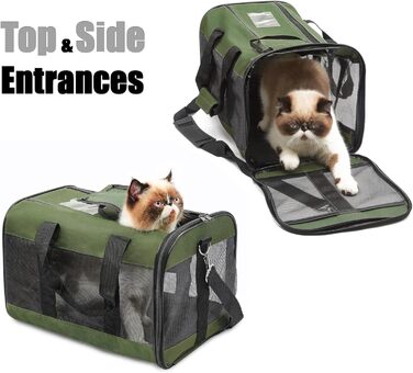 Транспортна переноска для собак та котів HITSLAM (M, Зелений) - розкладний бокс, для подорожей, авіалінії