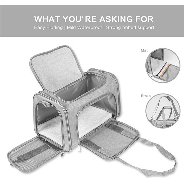 Транспортна сумка для кота/собаки Levoberg: складана переноска, сумка-переноска, дихаюча, середній розмір (Lila, M)