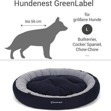 Кігтьовий будиночок для собак середніх порід Doctor Bark, м'яке кругле ліжко, плюшеве гніздо з двостороннім подушкою Fleece/Baumwolle - GreenLabel, колір: кобальт (L - 70x60 см)