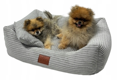 Лежанка для собак Leo4dog з вельветовим чохлом, що знімається для прання, сіра, розмір M (80x60 см)