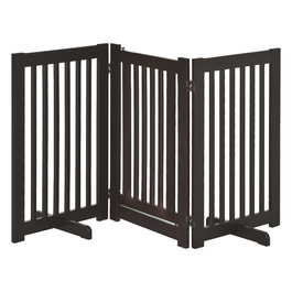 PawHut Door Gate Barrier Окремо стоячий для собак, регульований і складний, дерево темно-коричневий, безпечний захист для вашого будинку