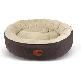 Кругле ліжко для собак та котів Fufi Beige, велике (⌀ 71 см), з м'якими краями, неслизьке, знімне, для всіх сезонів