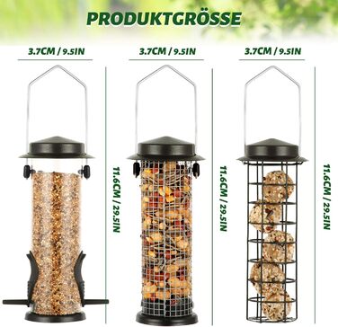 Набір годівниць для птахів Urban Deco 3 шт. з міцного металу, коричневі