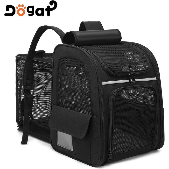 Рюкзак для кота та собаки Dogat: зручний, дихаючий, розкладний, з сіткою, чорний