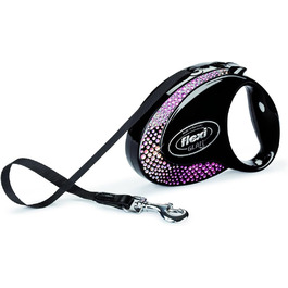 Повідок-рулетка Flexi Glam із кристалами Swarovski, чорний, 5 м, для середніх собак