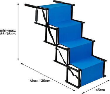 Рампа для собак Homewell - складана, до 70 кг, регульована - для малих, середніх, великих та хворих собак - легка у зберіганні (блакитна)
