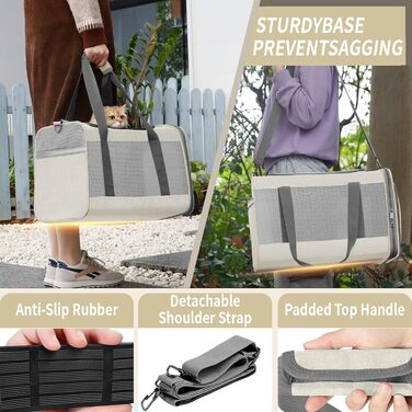 Транспортна сумка GAPZER для собак та котів, Softshell, для чихуахуа, мейн-куна, до 11,3 кг, коричнева (бежева)