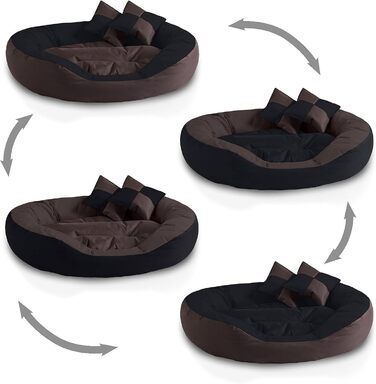 BedDog® Hundebett SABA 4в1: овальне/кругле, велике, з бортиком, XL, мокко (чорний/коричневий), 85x70x23 см