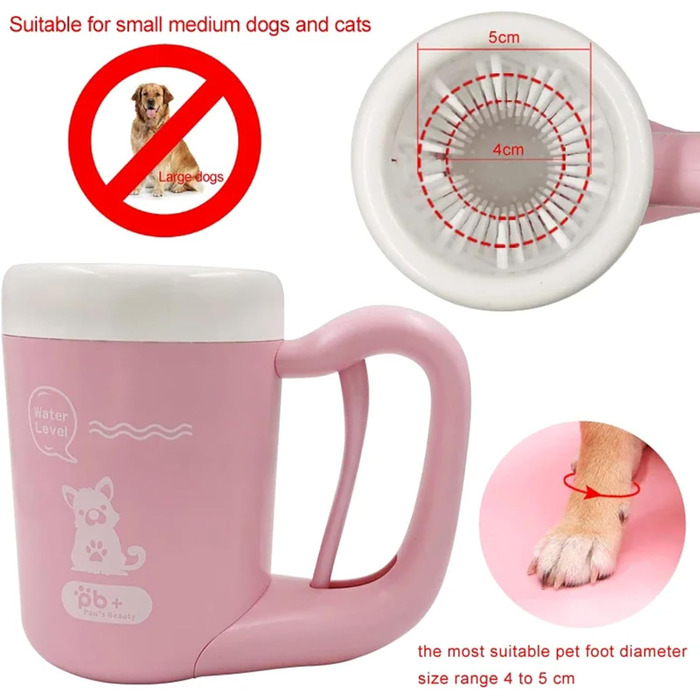 Очищувач лап для собак з 3 рушниками, портативний, силіконовий, рожевий Roa (M)