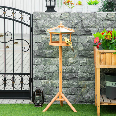 PawHut Birdhouse Bird Villa Годівниця для птахів з підставкою та цинковим дахом 113x40x40 см, погодостійка годівниця для птахів для саду та патіо
