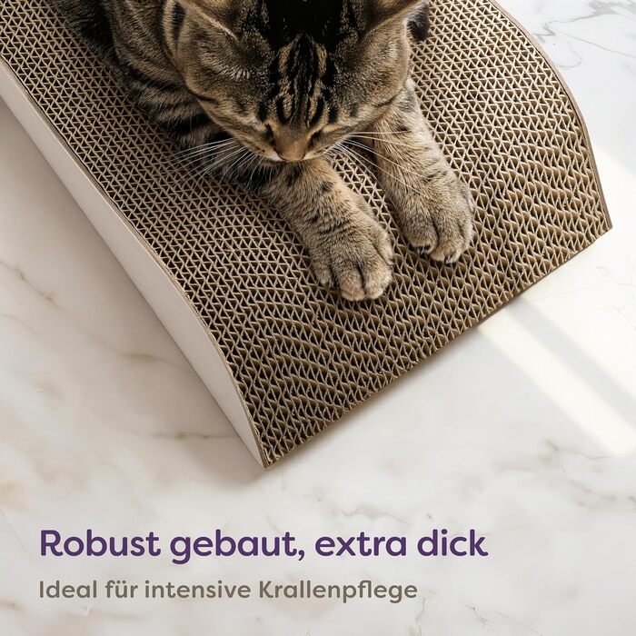 Кігтеточка для котів 3 в 1 XXL, 75 см – Міцна картонна поверхня для догляду за кігтями – До 2 років використання – Економія місця – Захист диванів та меблів (Cloud) (Білий)