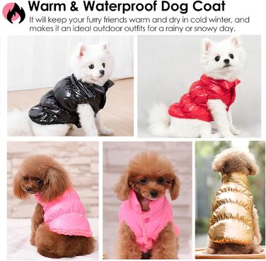 Зимовий одяг для собак AOFITEE: водонепроникний, вітронепроникний, з флісу, жилет для цуценят, тепла куртка з утеплювачем, для холодної погоди, для собак маленьких та середніх порід (обхват грудей 54 см, довжина спини 38 см)