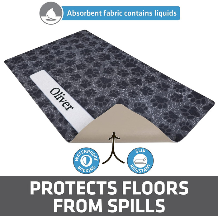 Килимок для годівлі домашніх тварин Drymate Paw Dots - чорний, 30x60 см (для собак та котів)