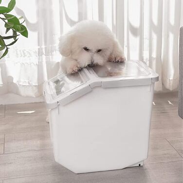 Контейнери для зберігання корму для тварин RUIAN, 2 шт. (сірий, рожевий, зелений) - ємності для сухого корму, зерна, рису, борошна з мірним стаканчиком та лопаткою на коліщатках