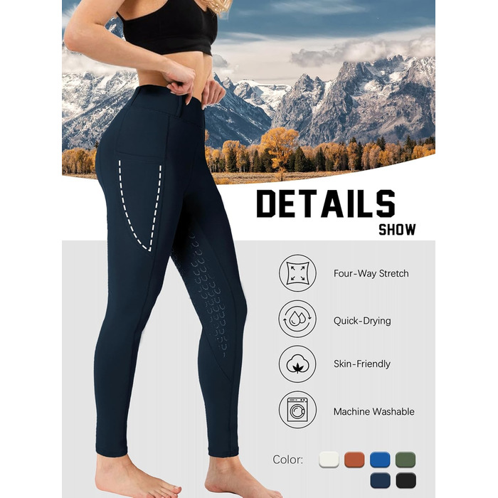 Жіночі рейтузи для верхової їзди DMVOD з силіконовим зчепленням - штани для верхової їзди (Темно-синій, XS)